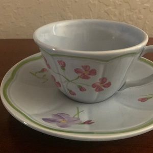 Vintage- Longchamp Mon Jardin, Cup and Saucer, Hand Painted France, Limoges
